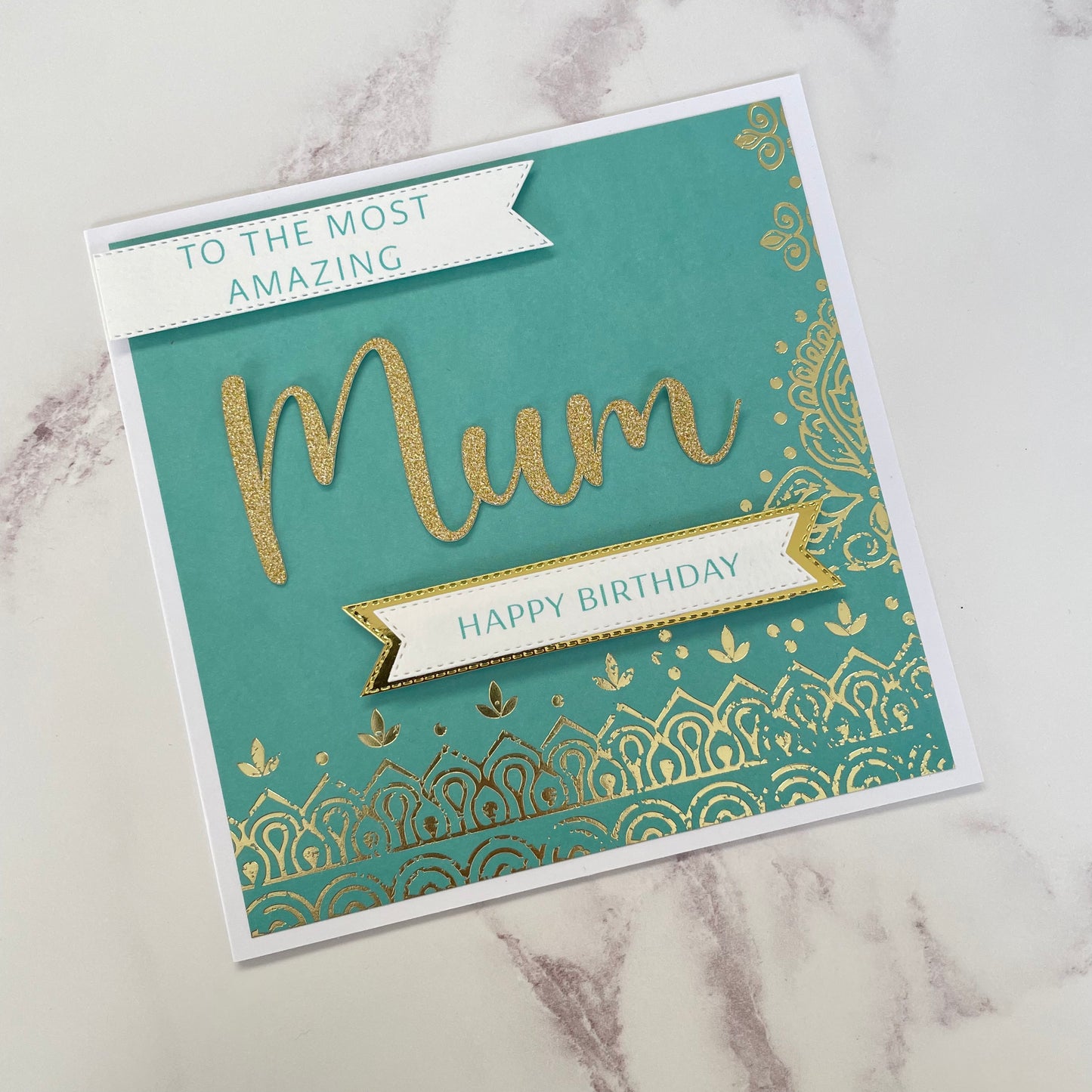 Mum Birthday Turquoise Foiled Card