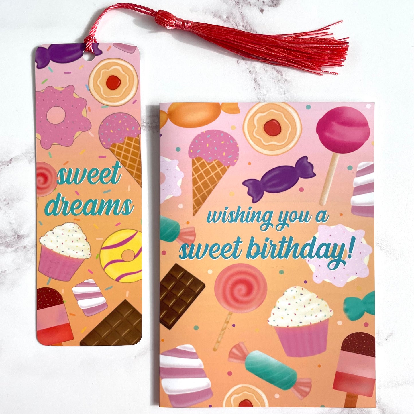 Sweet Themed Card & Bookmark Set