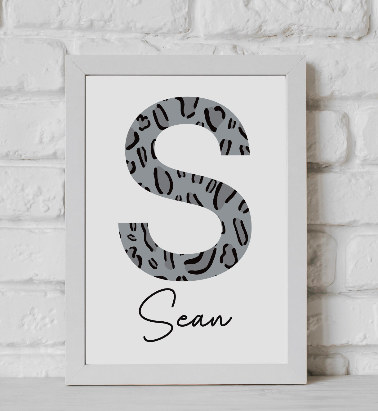 Grey Initial Name Print