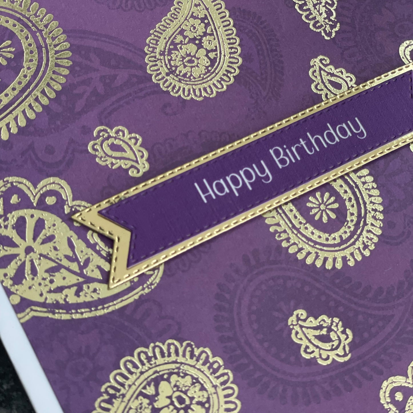 Purple Paisley Foiled Birthday Card