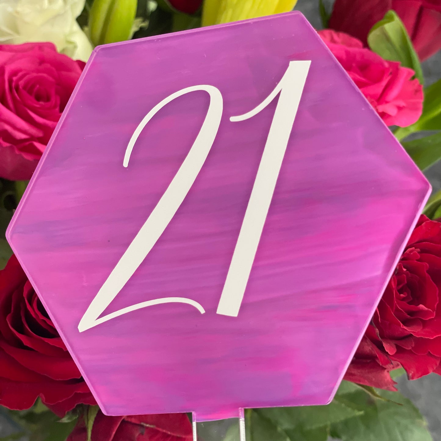 Purple 21 Birthday Painted Topper