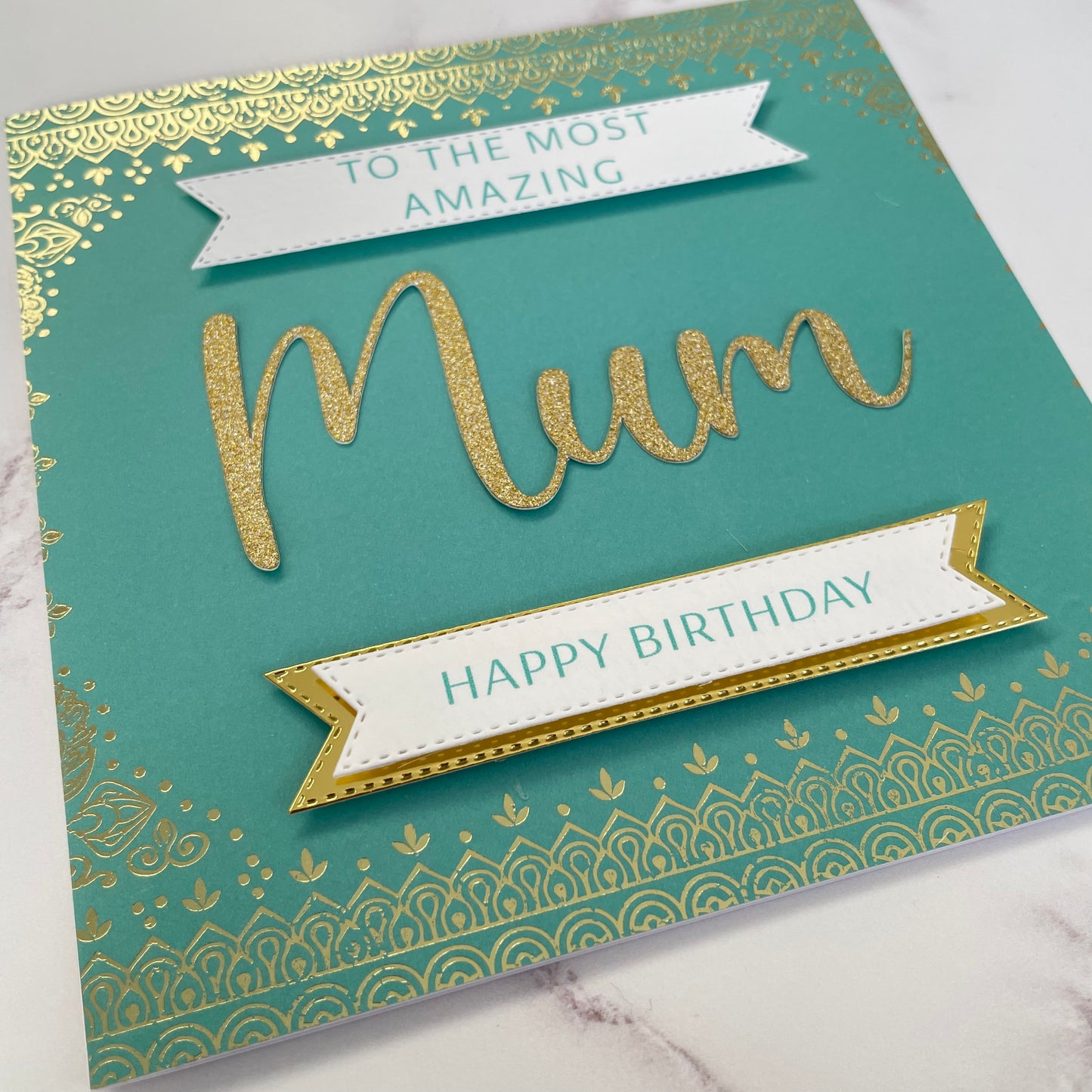 Mum Gold & Green Foiled Birthday Card