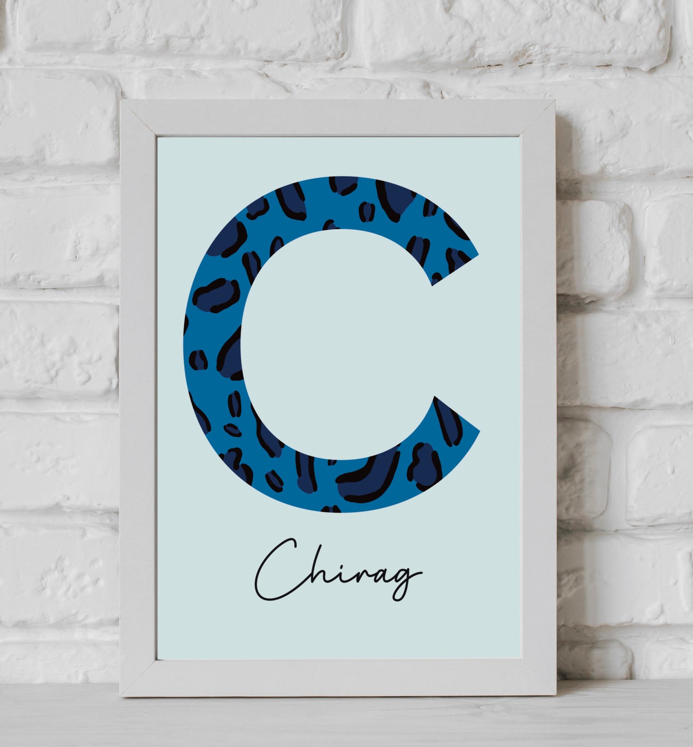 Blue Initial Name Print