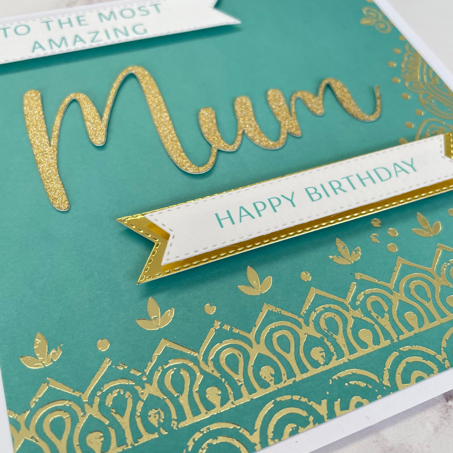 Mum Birthday Turquoise Foiled Card