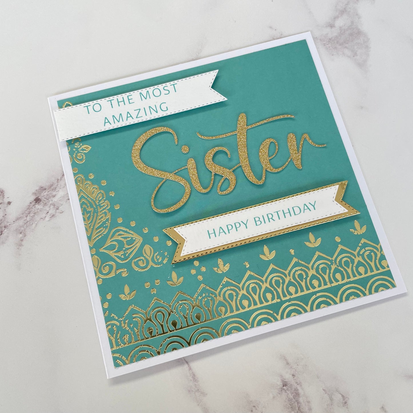 Mum Birthday Turquoise Foiled Card