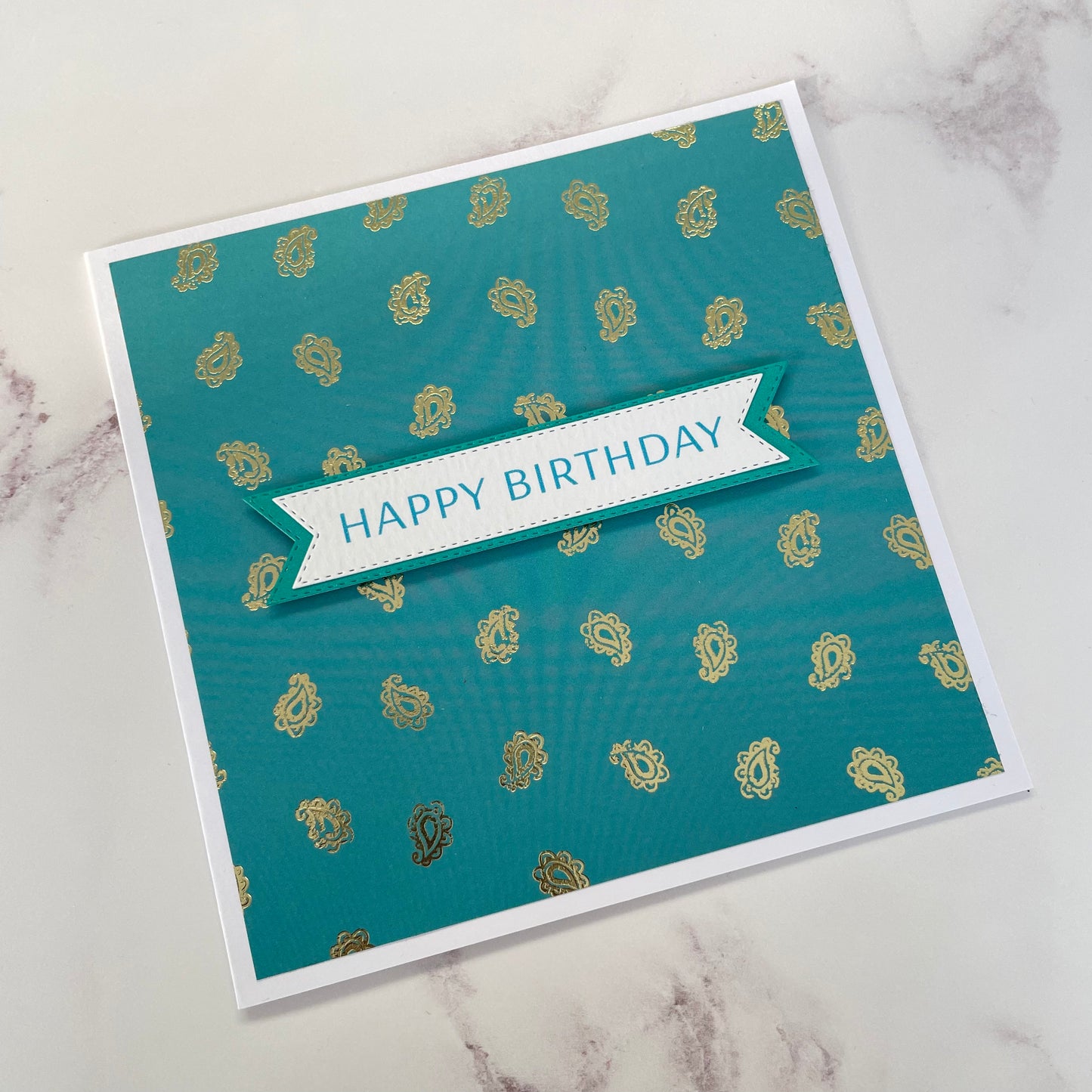 Turquoise Paisley Foiled Card