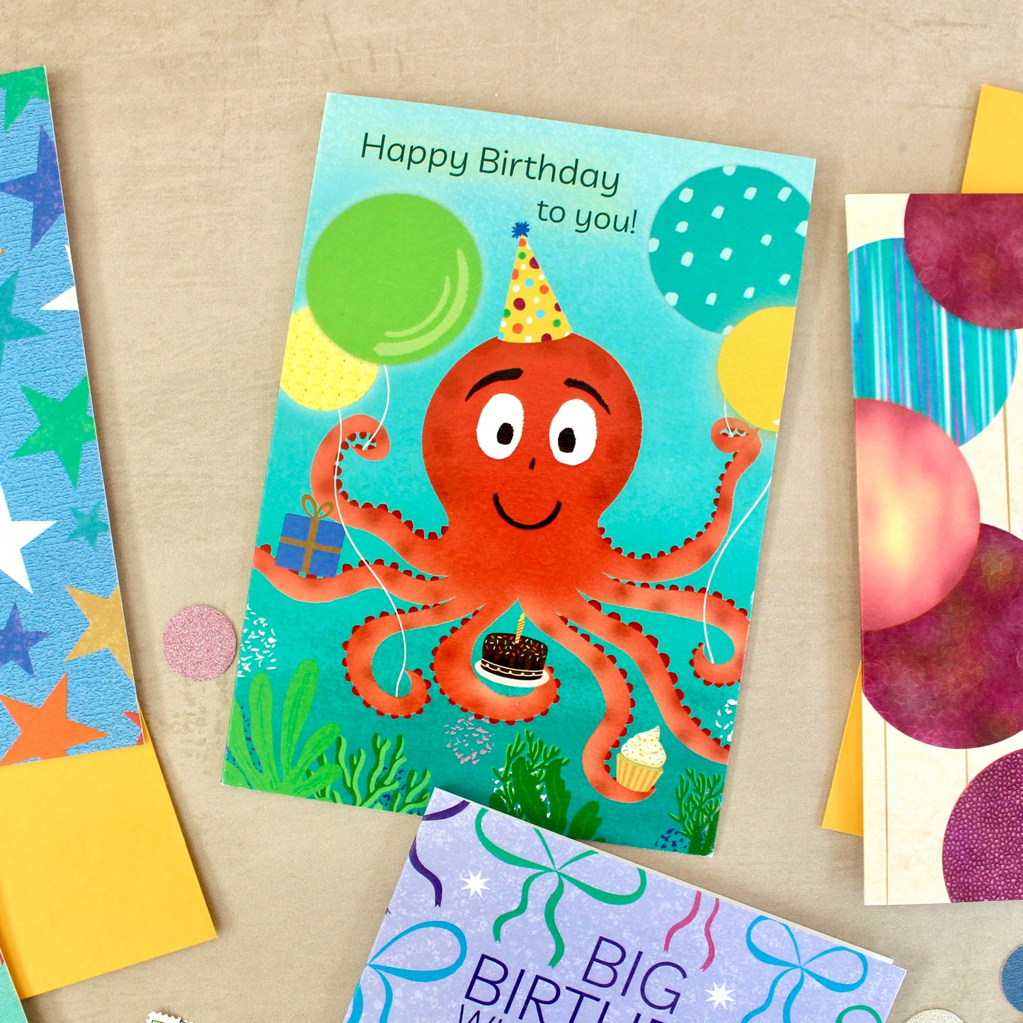Octopus Wishes Birthday Card