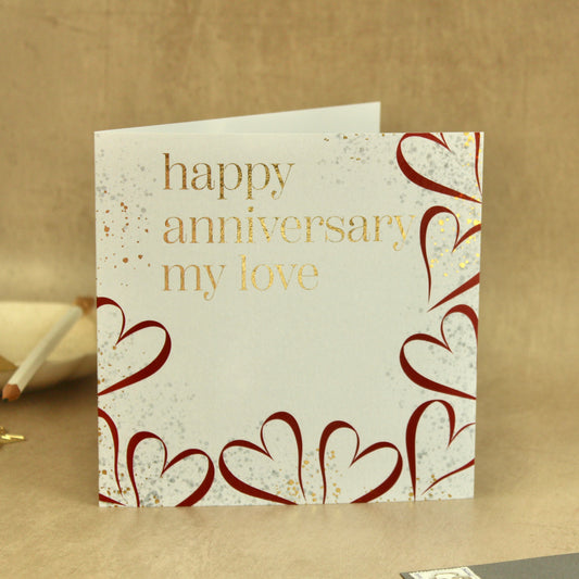 My Love Anniversary Card - Gold Foiled