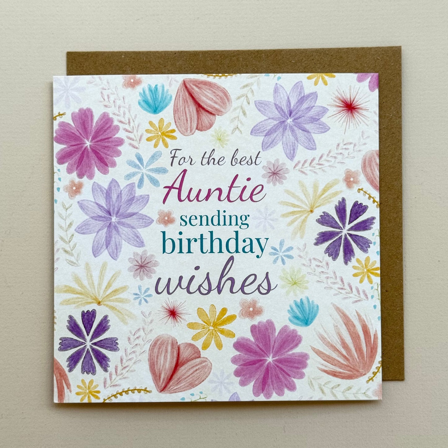 Auntie Pastel Floral Birthday Card
