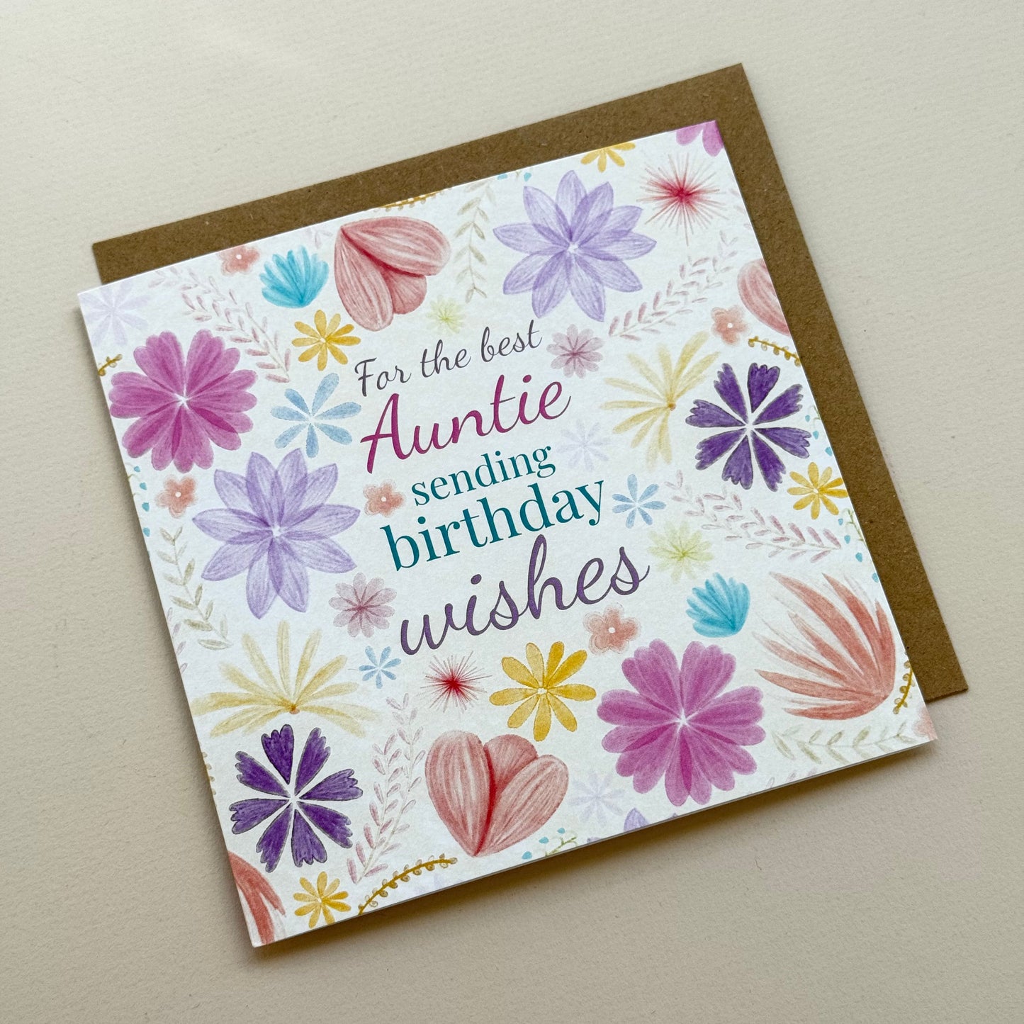 Auntie Pastel Floral Birthday Card