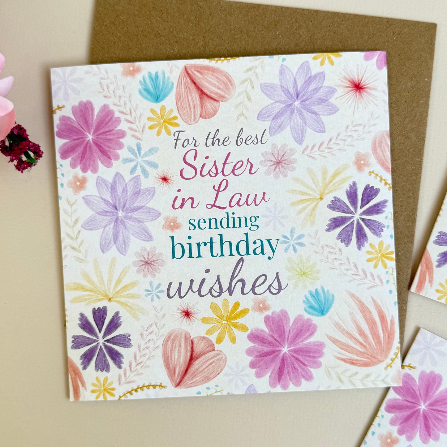 Sister In Law Pastel Floral Birthday Card