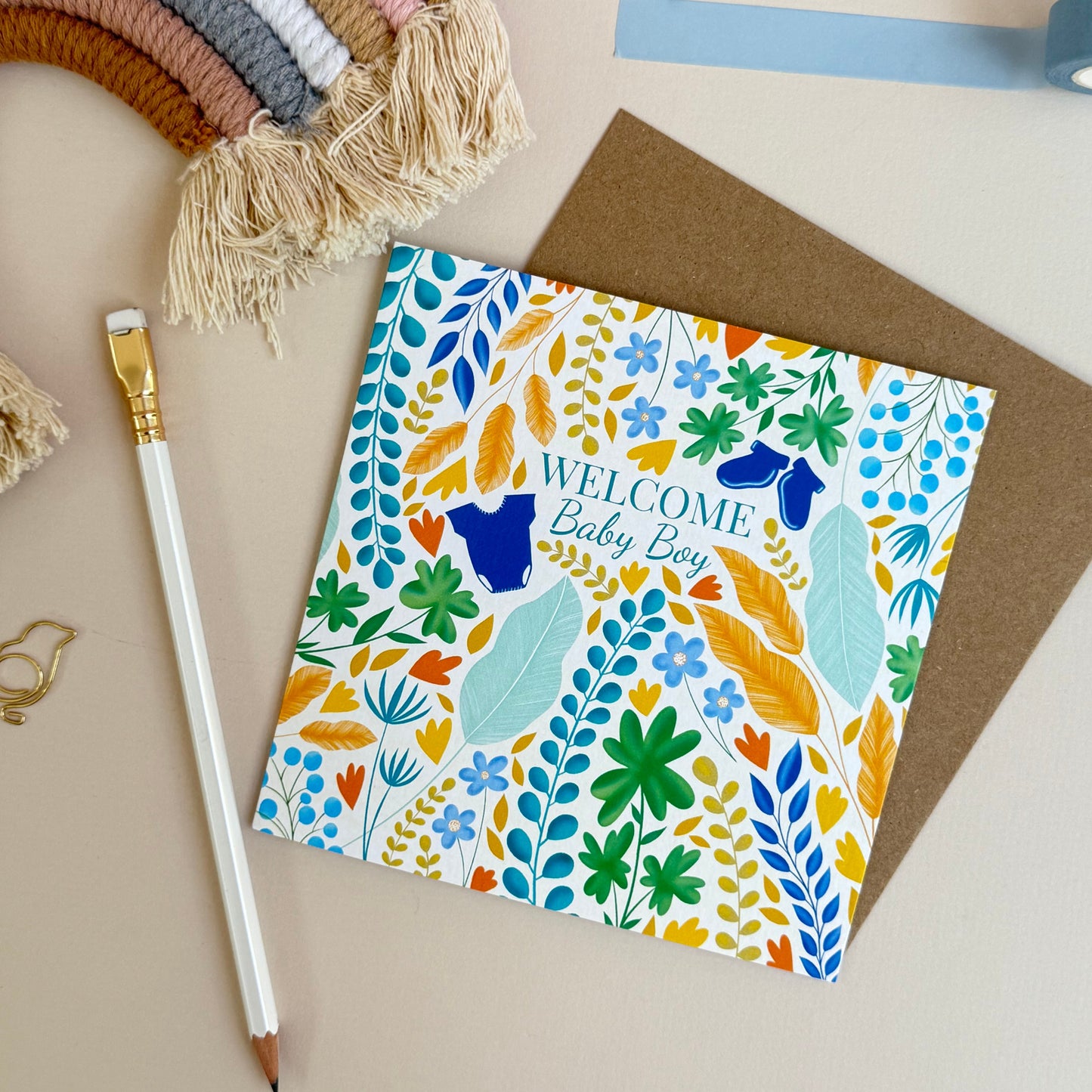 Welcome Baby Boy Bloom Card
