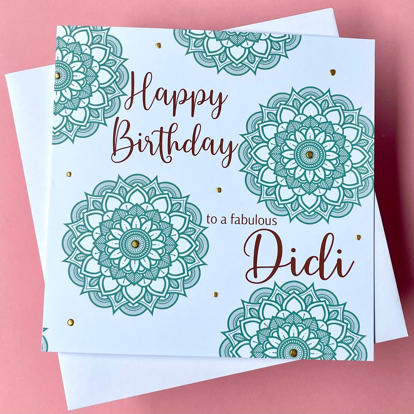Green Mandala Didi Birthday Card