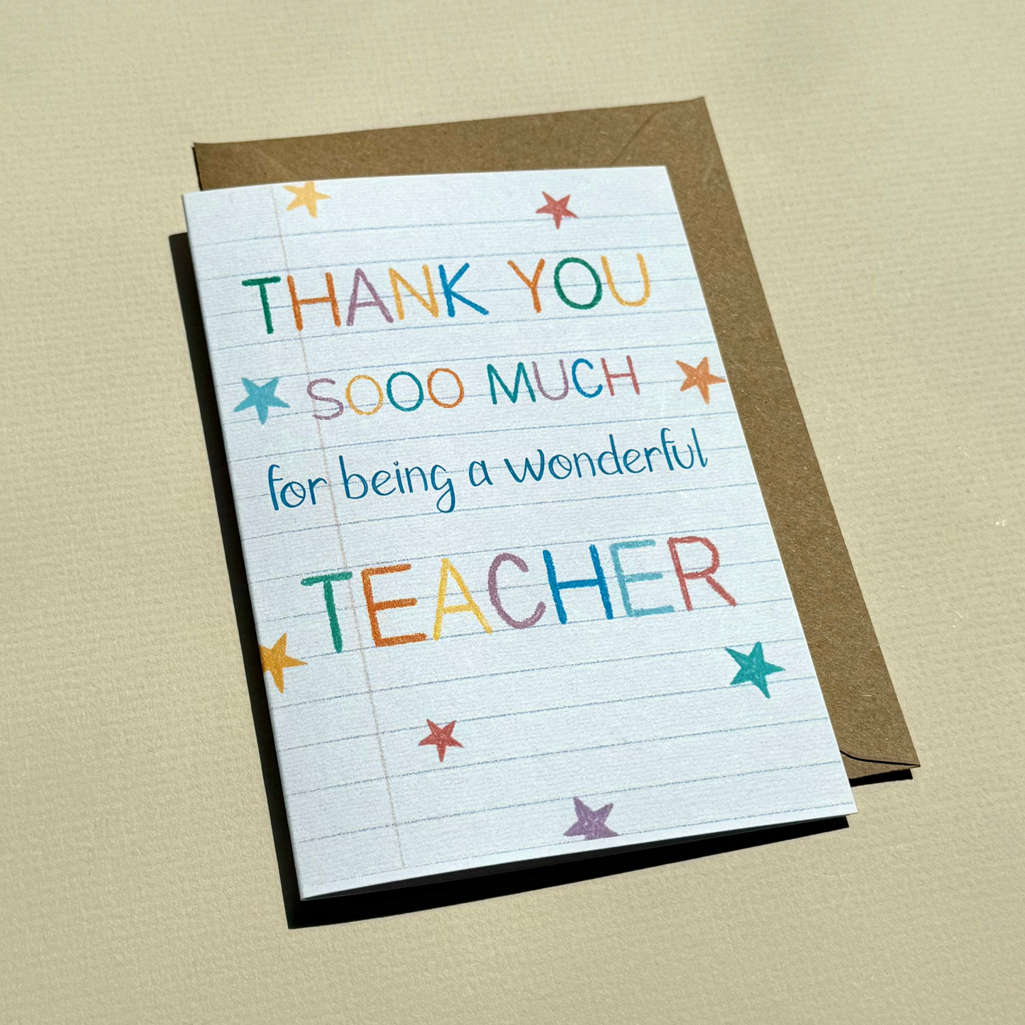 Thank You Teacher Star Card