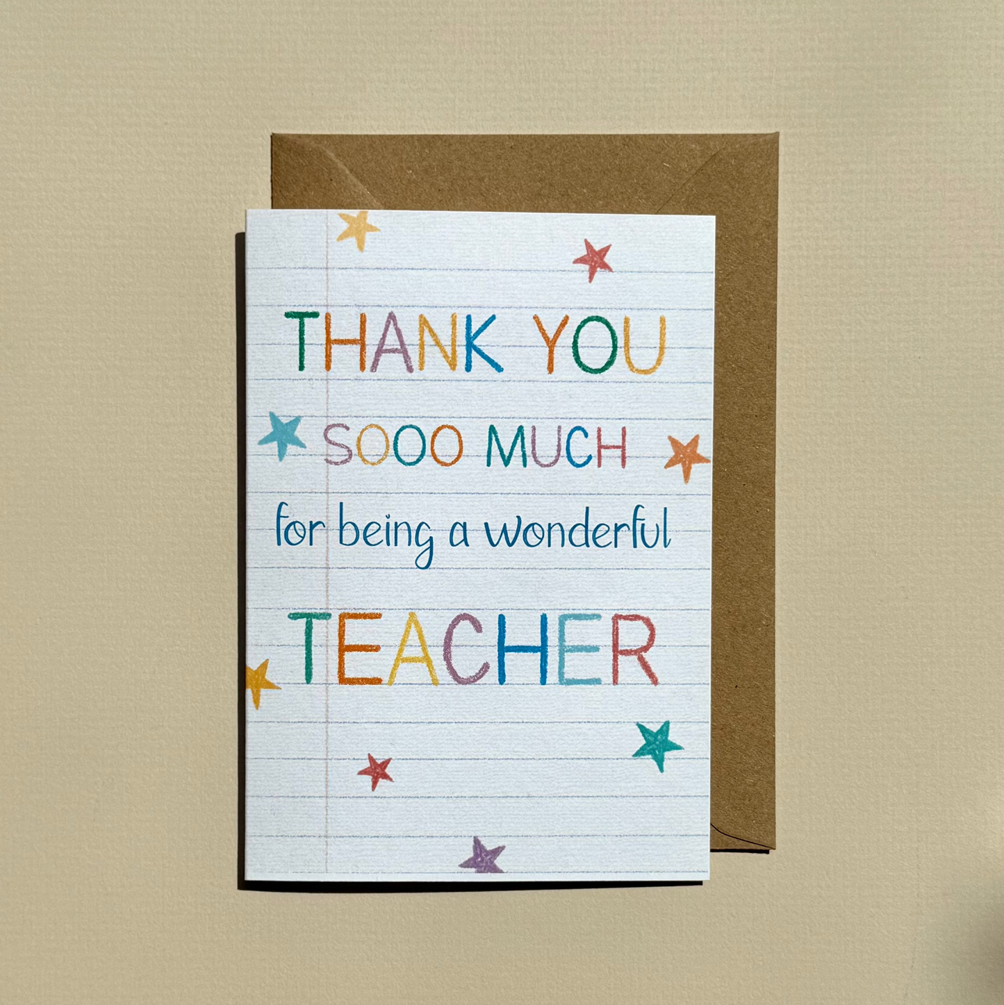Thank You Teacher Star Card