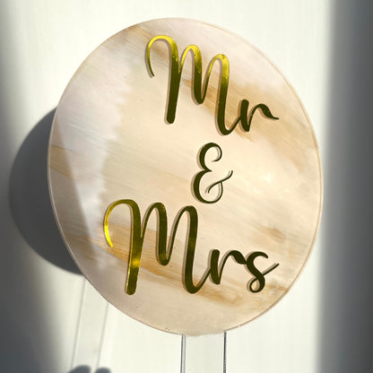 Mr & Mrs Painted Cake Topper