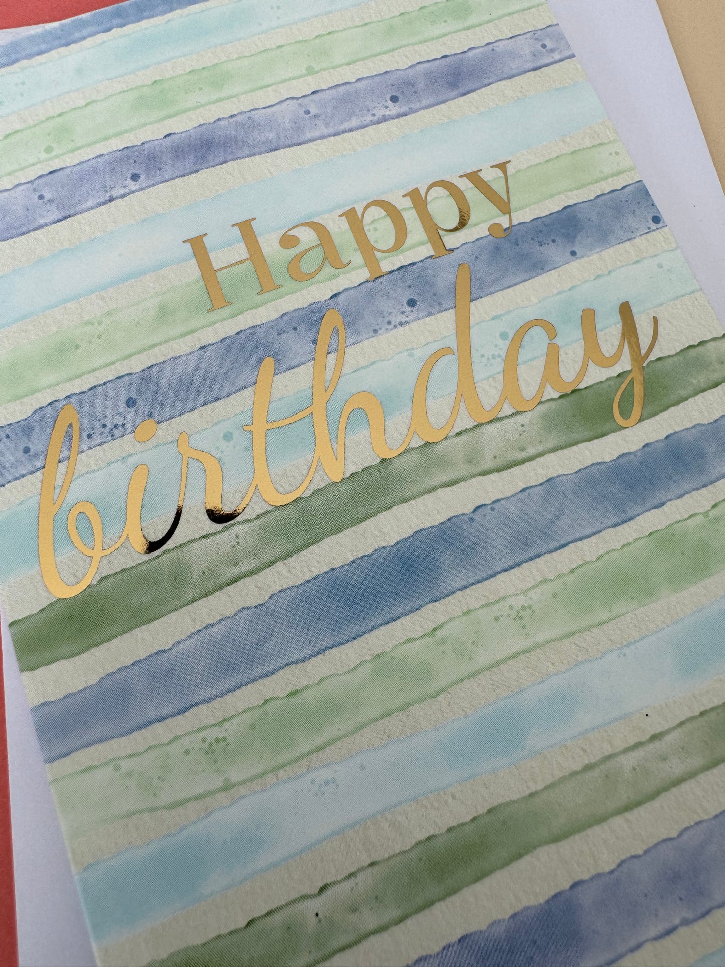 Blue Striped Birthday Card