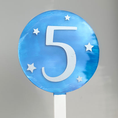 Blue 5th Birthday Topper