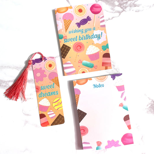 Sweet Treats Card, Bookmark & Notepad Bundle