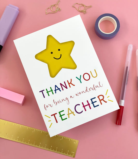 Thank You Teacher Star Card