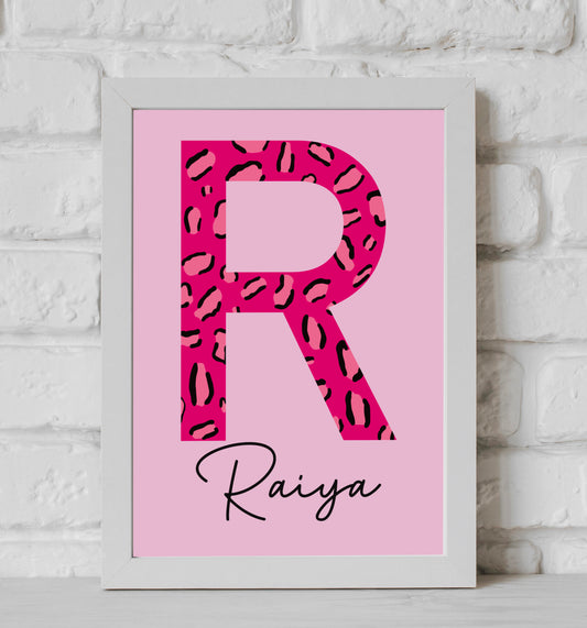 Pink Initial Name Print