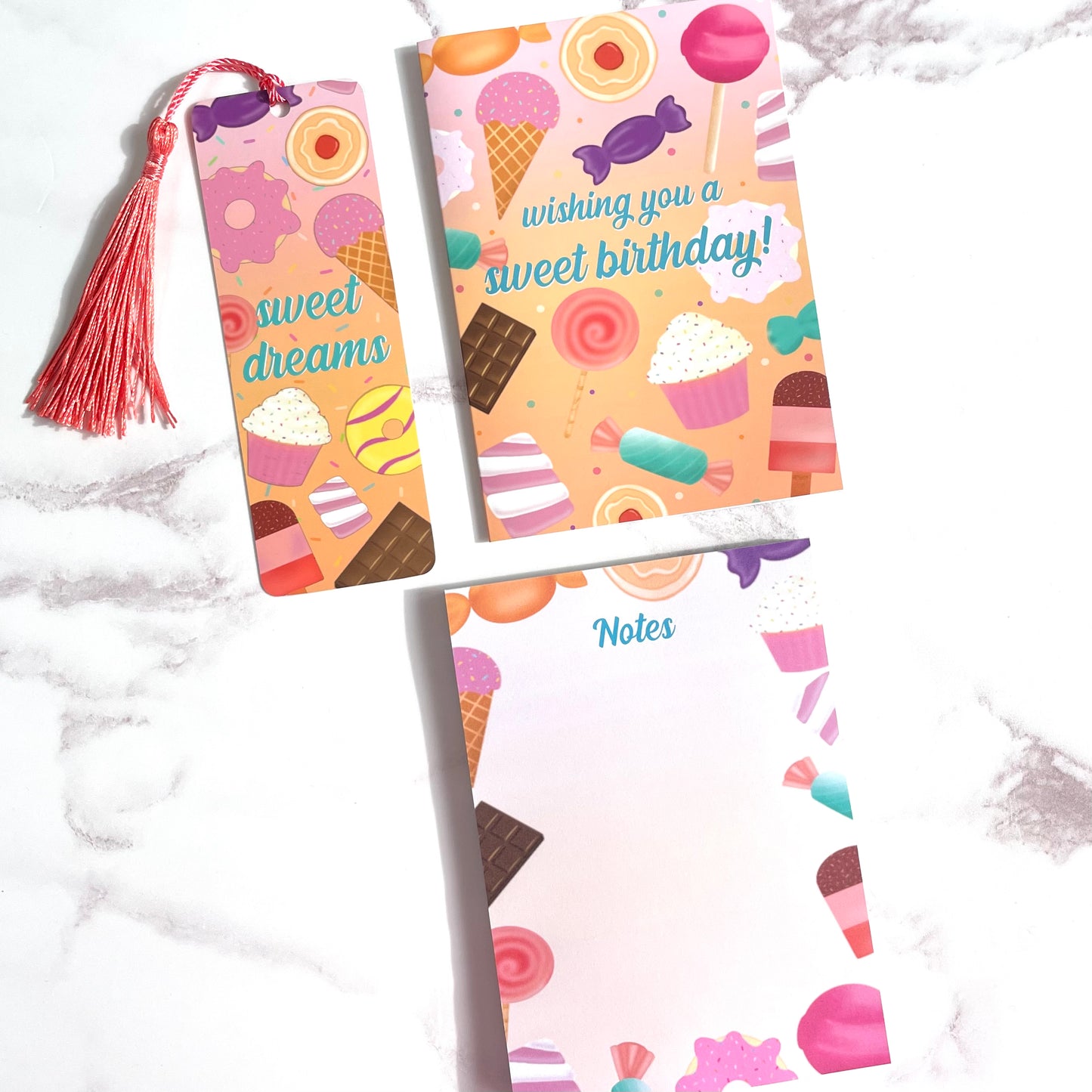 Sweet Treats Card, Bookmark & Notepad Bundle