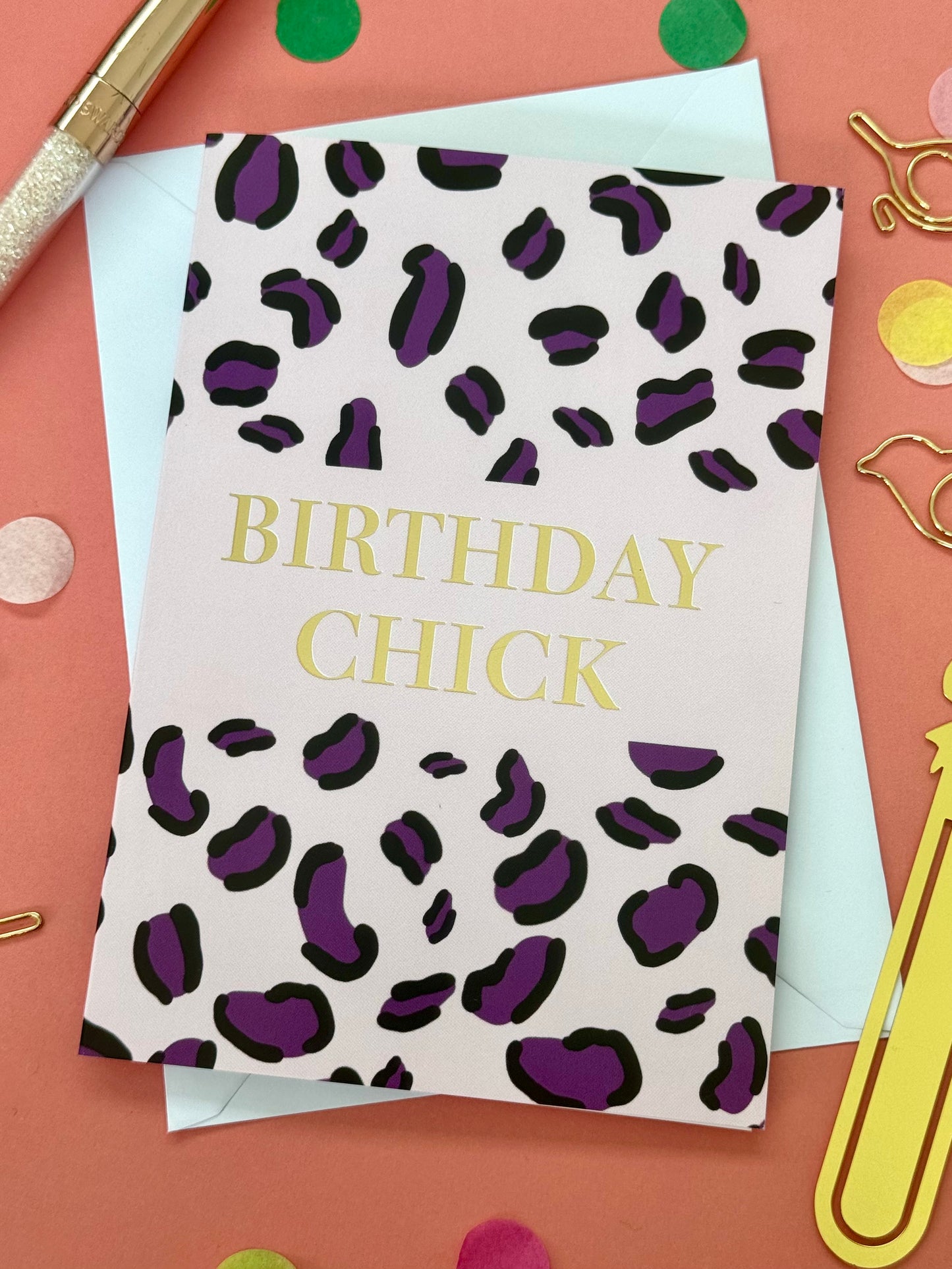 Birthday Chick Leopard Print Card