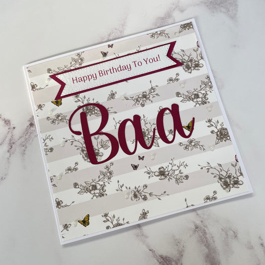 Baa Floral Birthday Card