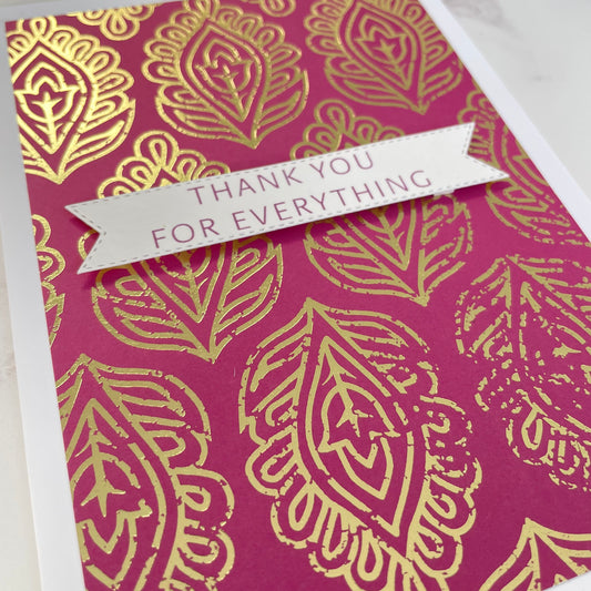 Pink & Gold Foiled Thank You Card