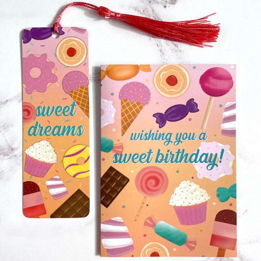 Sweet Themed Card & Bookmark Set