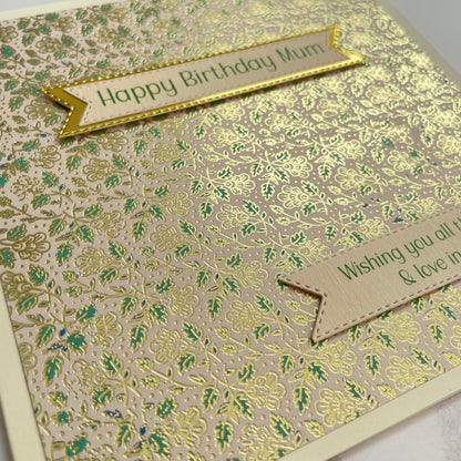 Gold & Green Foiled Birthday Card
