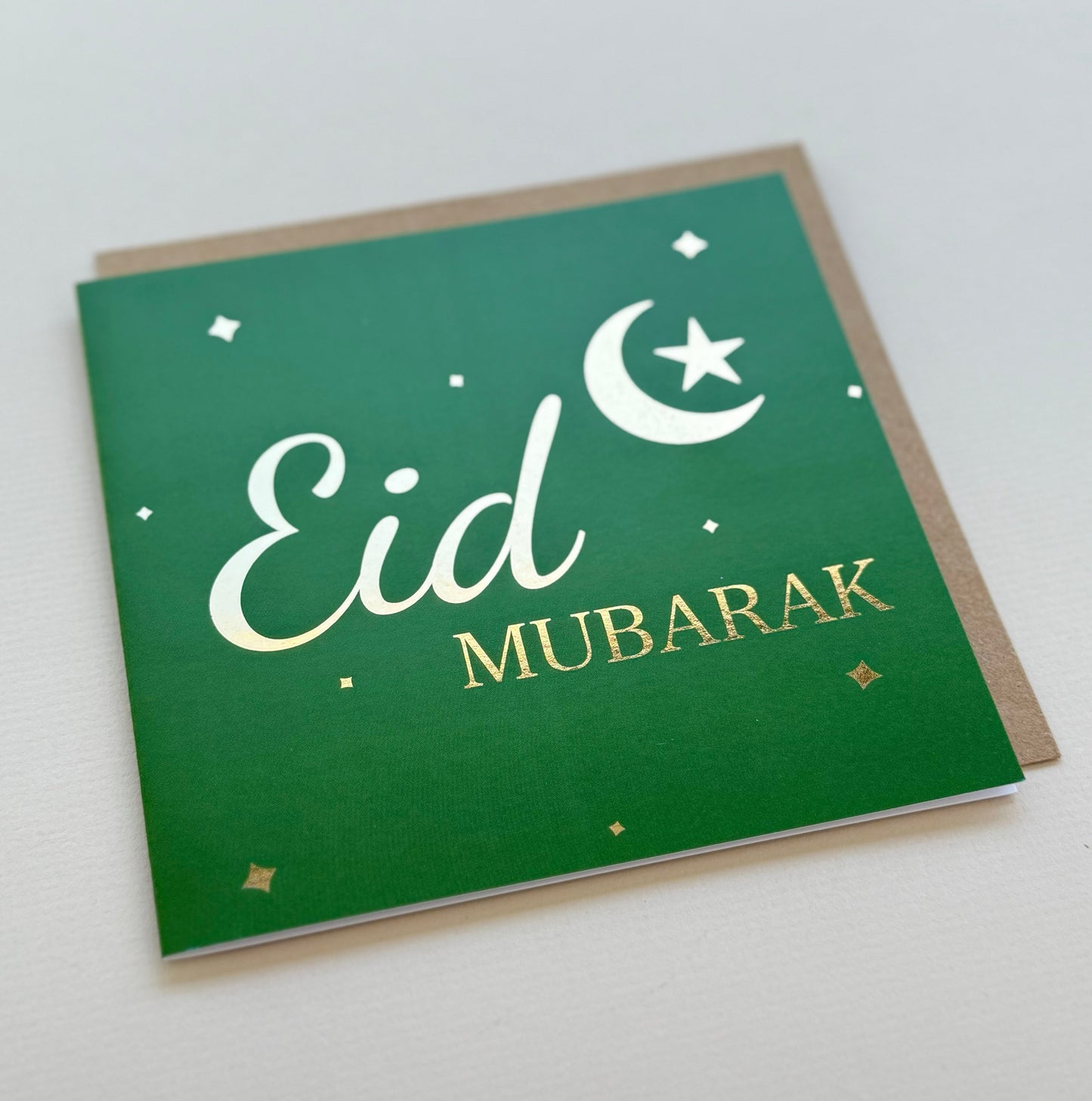 Eid Mubarak Green & Gold Foiled Card