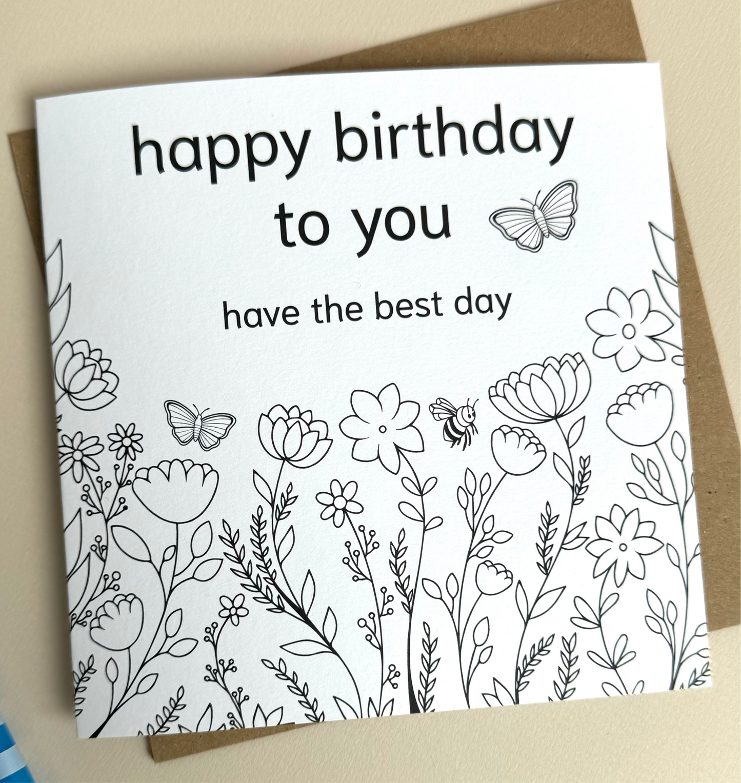 Floral Wishes Colouring Card