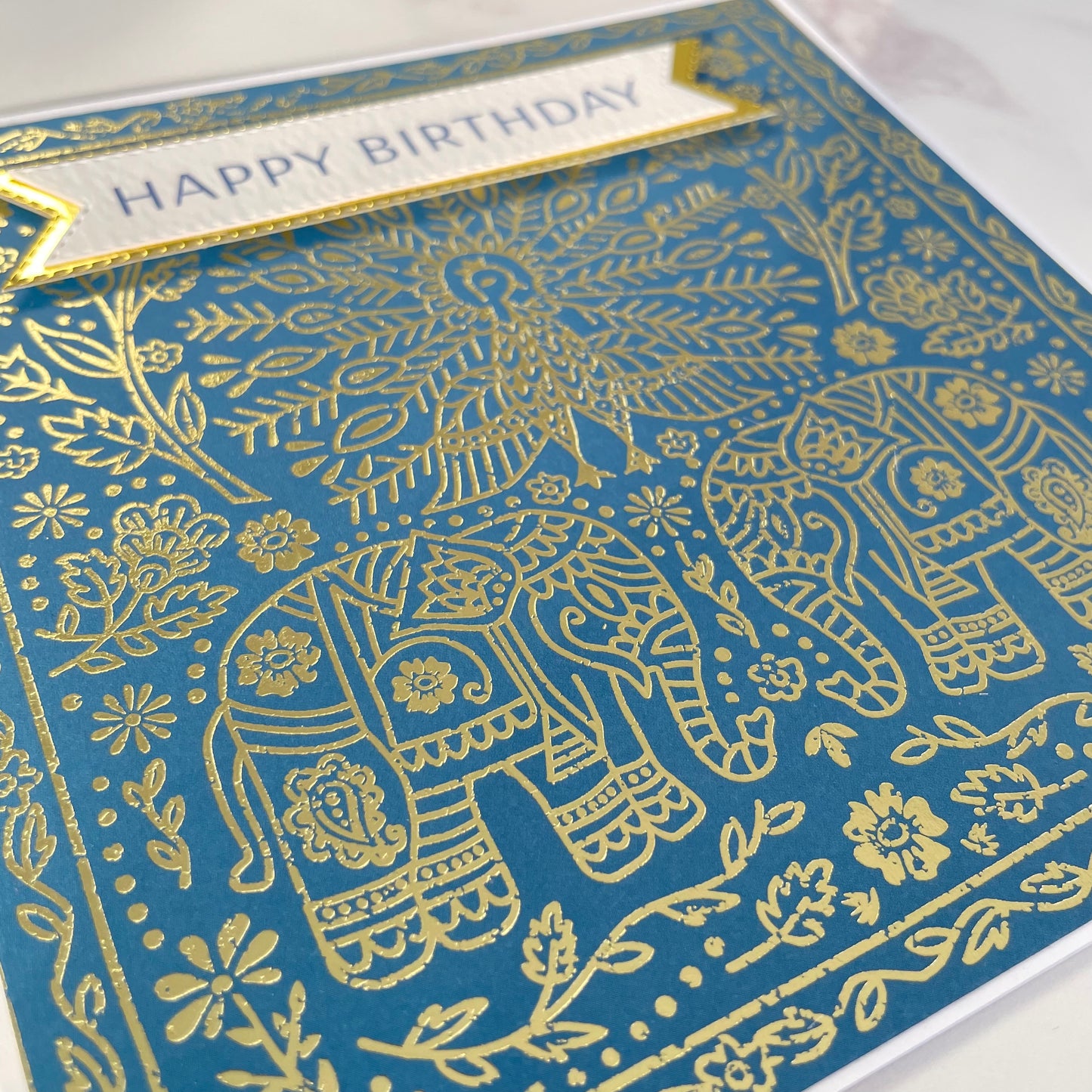 Blue Elephant Foiled Card