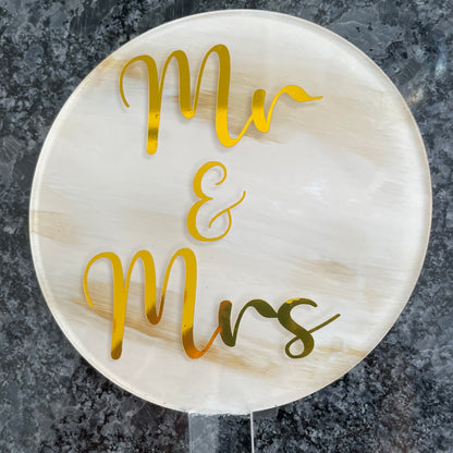 Mr & Mrs Painted Cake Topper