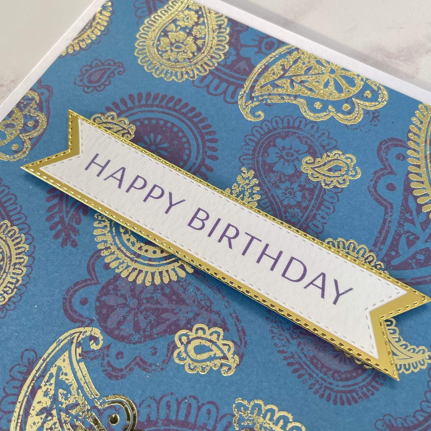 Blue Paisley Foiled Card