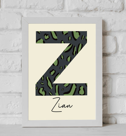 Green Initial Name Print