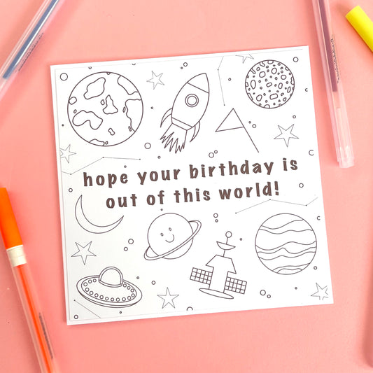 Out of This World Colouring Card