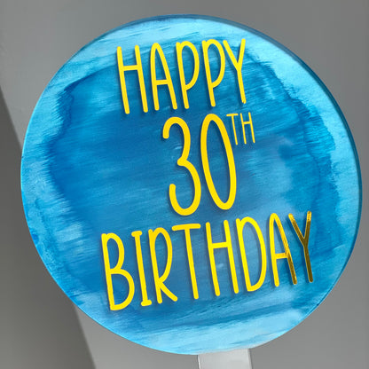 30th Birthday Painted Cake Topper