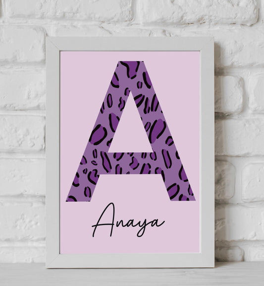 Purple Initial Name Print