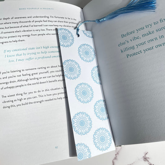 Blue Mandala Bookmark with tassel