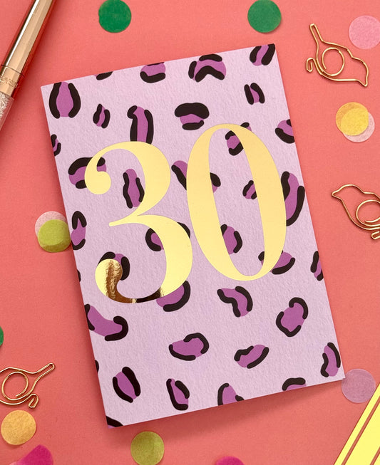 30th Birthday Leopard Print Card