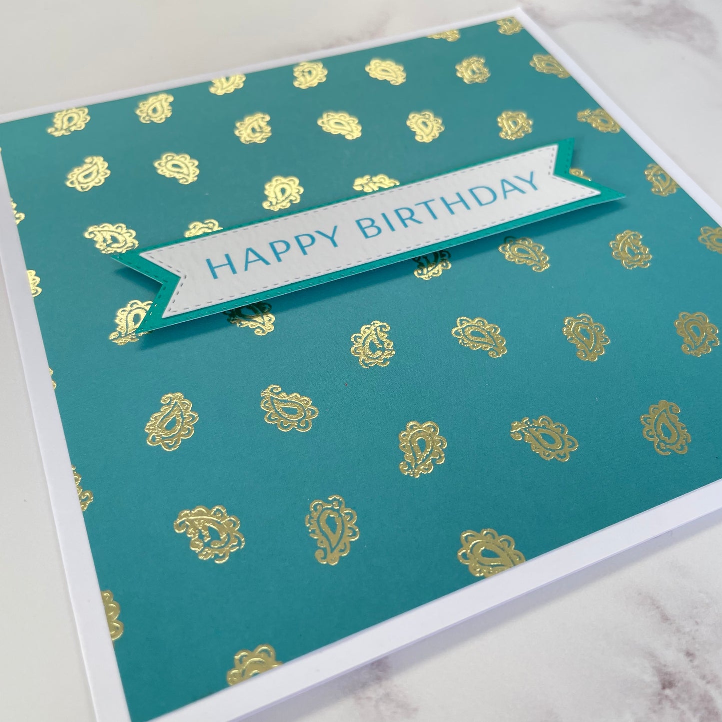 Turquoise Paisley Foiled Card