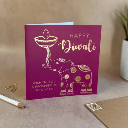 Elephant Foiled Diwali Card