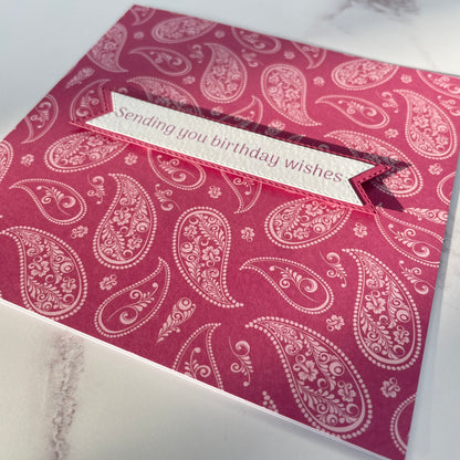 Pink Paisley Floral Birthday Card