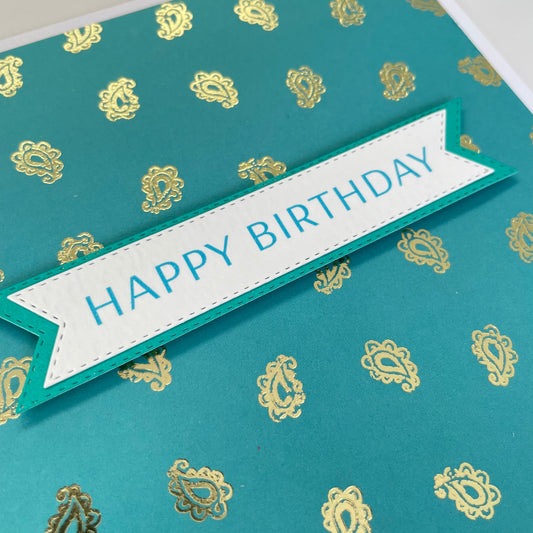 Turquoise Paisley Foiled Card