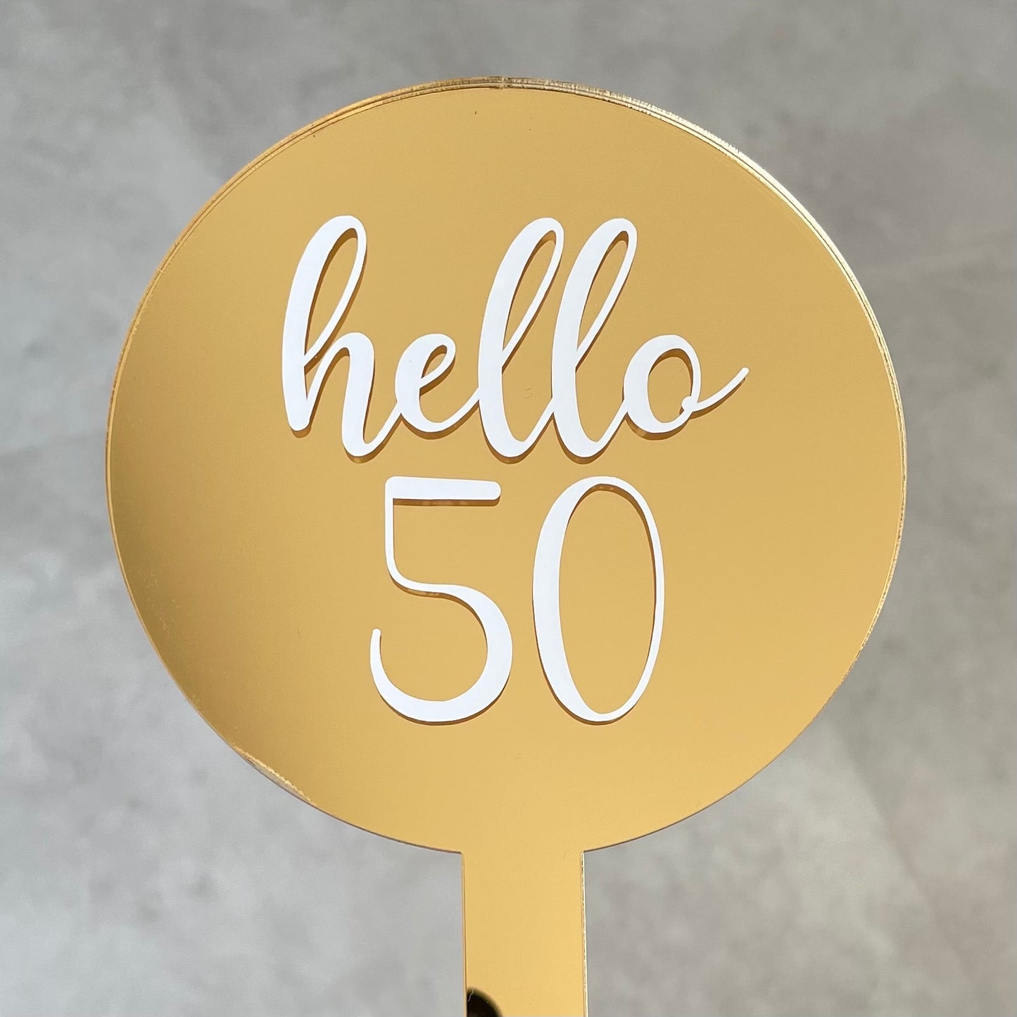 Hello 50 Gold Cake Topper