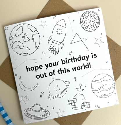 Out of This World Colouring Card