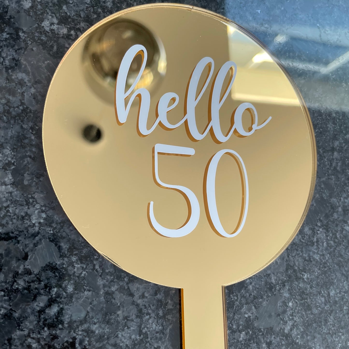 Hello 50 Gold Cake Topper
