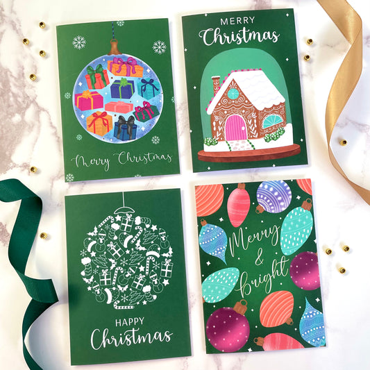 Green Christmas Cards (set of 4)